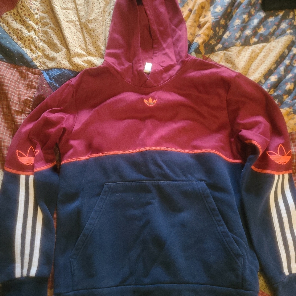 Adidas Hoodie, Large, Red/Blue